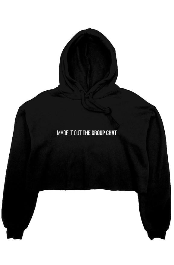 crop fleece hoodie- BLACK